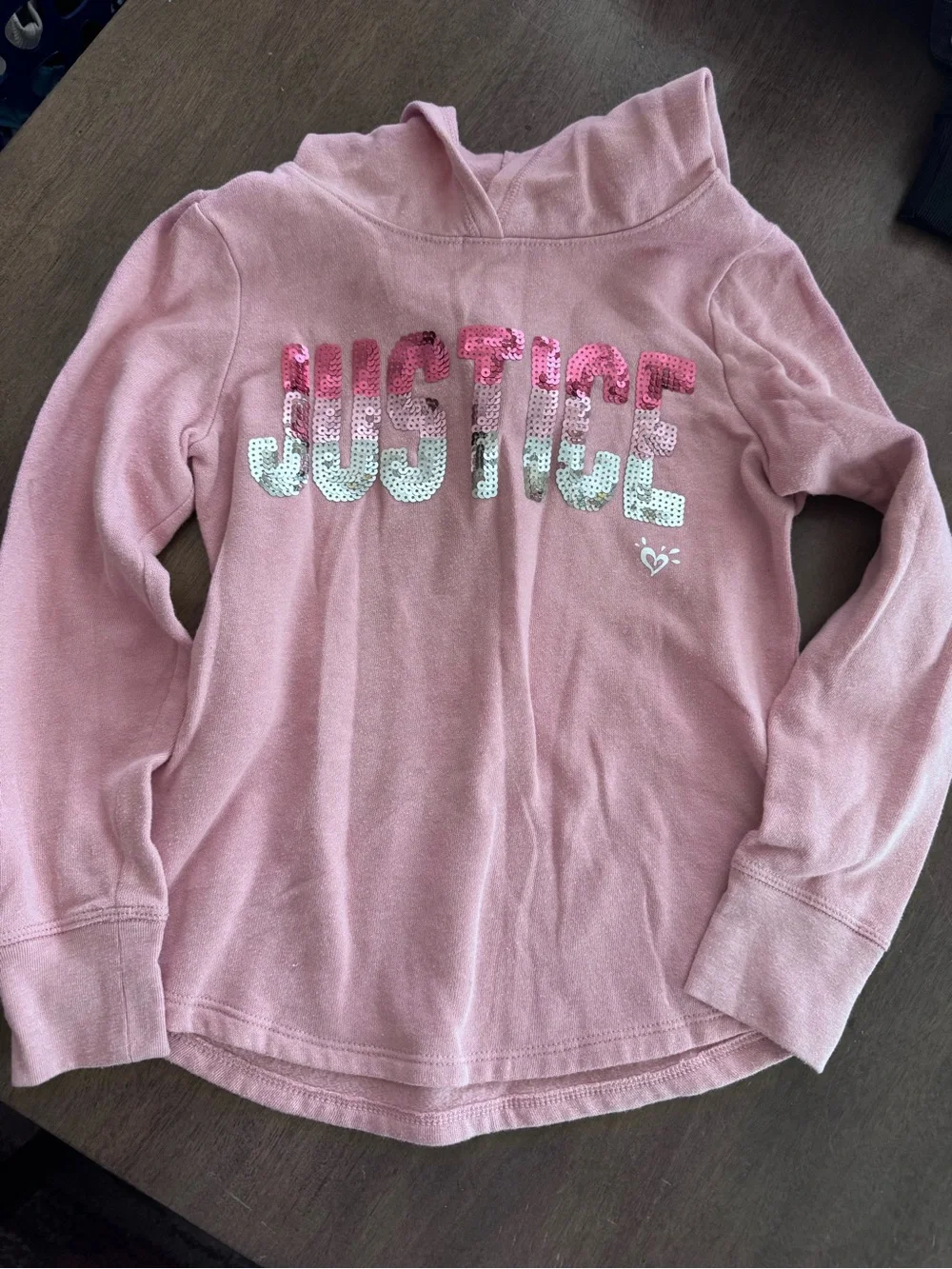 Justice Sequin Hoodie Pink Size 7 NWOT